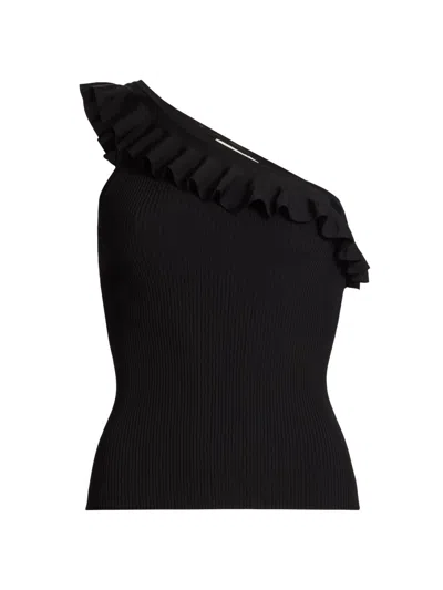 Zimmermann Women's Rhiannon Ruffled Asymmetric Tank In Black