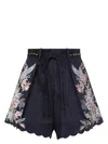 Zimmermann Womens Navy Multi Paisley Rhiannon Floral Linen Shorts Xs
