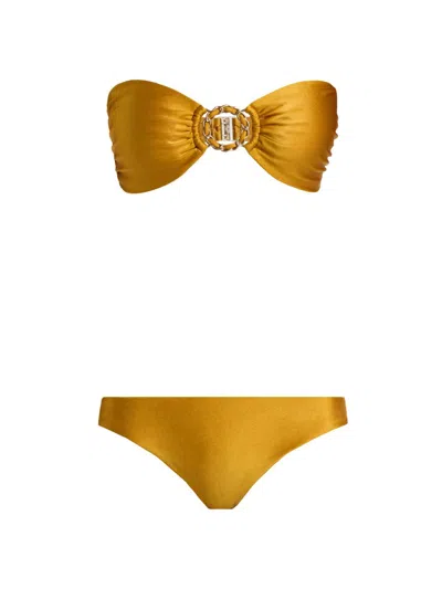 Zimmermann Women's Roselight Chain-trim Bikini In Brown