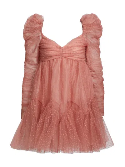 Zimmermann Women's Ruched Tulle Minidress In Pink