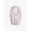 Zimmermann Womens Sapphire Eden Flip Flower-print Silk Mini Dress