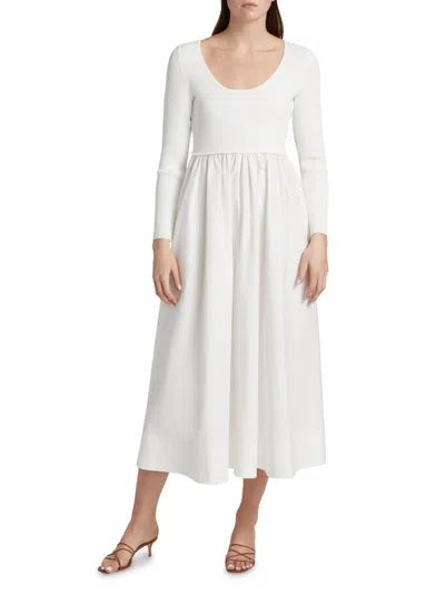 Zimmermann Women's Scoopneck Mixed-media A-line Midi-dress In White