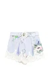 Zimmermann Everley Lace Trim Tuck Short Clothing In Blue