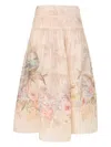 Zimmermann Women Ivory Linen And Silk Drawn Illuminate Midi Skirt In Neutral
