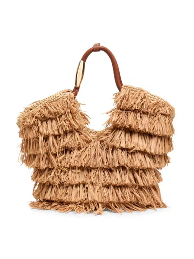 Zimmermann Women's Small Goldentime Fringed Raffia Tote Bag