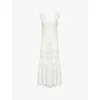 Zimmermann Womens Square-neck Cut-out Linen Midi Dress In White
