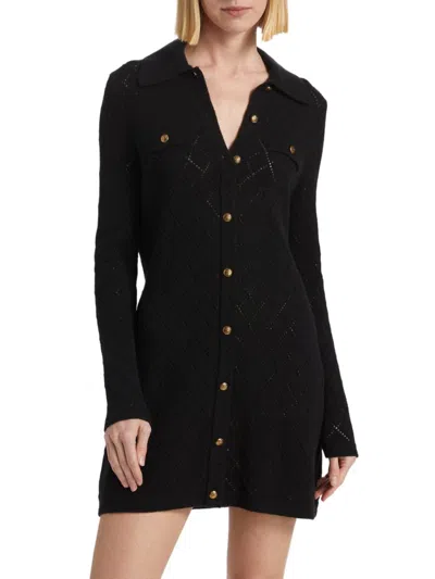 Zimmermann Women's Story One Pointelle Wool Minidress In Black