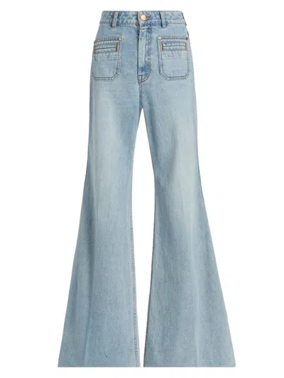 Zimmermann Women's Stretch Cotton Flared Jeans In Green