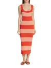 Zimmermann Striped Knitted Maxi Dress In Coral Shell