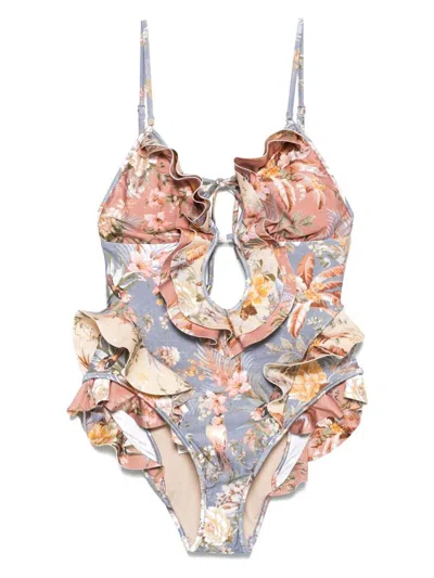 Zimmermann Women's Tallow Printed Swuimsuit | Size 3 | 3042wrs253 In Multicolour