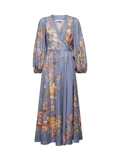 Zimmermann Women Teal Cotton Tallow Midi Dress