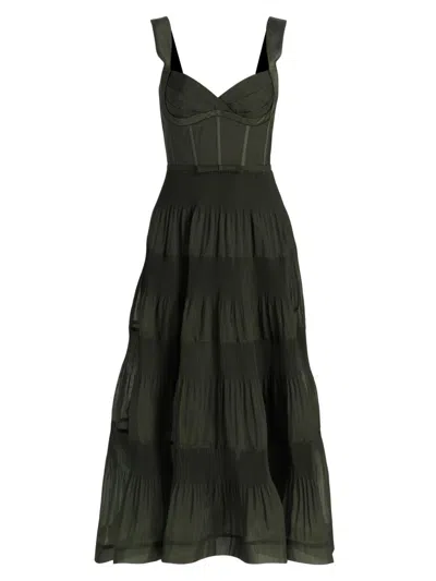 Zimmermann Women's Tiered Midi-dress In Green
