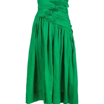 Zimmermann Women's Tiggy Bow Sleeveless Midi Dress In Green