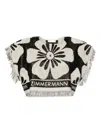 Zimmermann Halliday Cotton Crop Top Black Cream In Black
