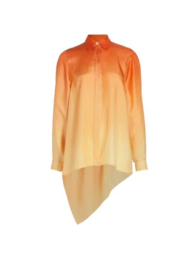 Zimmermann Asymmetrisches Hemd Aus Seiden-twill Mit Farbverlauf In Orange