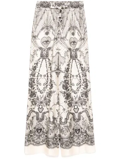 Zimmermann Wide Crush Trousers In Silk In Gray