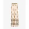Zimmermann Belted Printed Crepe De Chine Wide-leg Pants In Utility Dot Lemon U