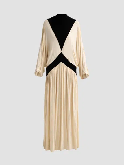 Zimmermann Pleated Paneled Velvet-trimmed Jersey Maxi Dress In Neutral