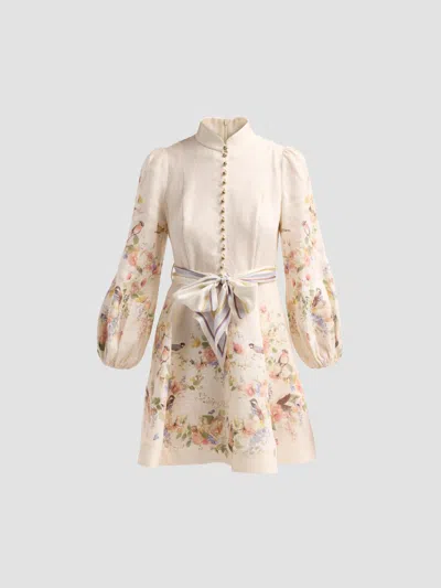 Zimmermann Women's Valiant Floral Linen Button Mini Dress In Multi
