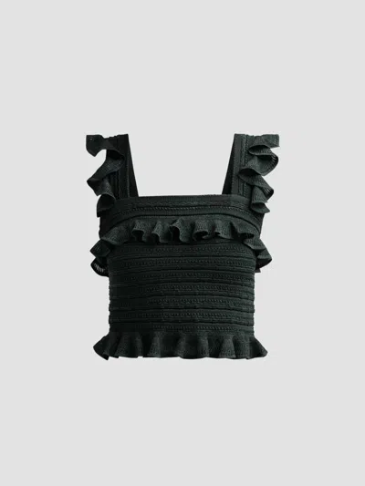 Zimmermann Ruffled Knitted Tank In Black