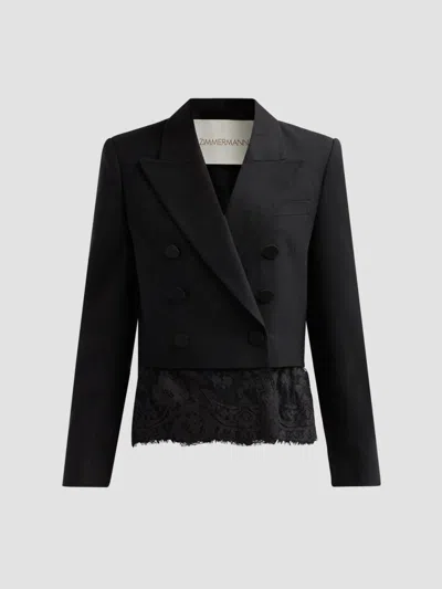 Zimmermann Women's Valiant Lace Short Blazer In Black