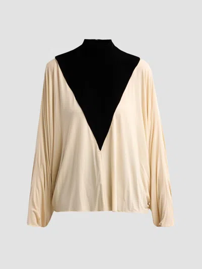 Zimmermann Women's Valiant Mixed-media Batwing Top In Black Cream
