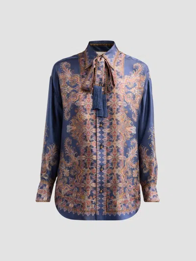 Zimmermann Women's Valiant Paisley Silk Relaxed Shirt In Navy Paisley