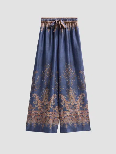 Zimmermann Women's Valiant Paisley Silk Track Pants In Navy Paisley