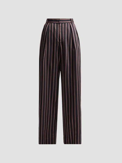 Zimmermann Women's Valiant Pleat Front Pants In Black Rose Stripe