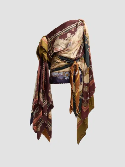 Zimmermann Women's Valiant Printed Silk Draped Scarf Mini Dress In Spliced Scarves