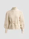 Zimmermann Valiant Embroidered Tie-detailed Wool Sweater In Neutral