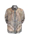 Zimmermann Silk Short Sleeve Shirt With Asymmetrical Hem And Rolled Sleeves