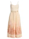 Zimmermann Wanderlust Corset Midi Dress In Coral Toile In Neutral