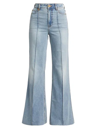Zimmermann Faded High-rise Wide-leg Jeans In Mid Denim