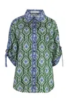 Zimmermann Wylie Silk Shirt Relaxed-fit Tie Sleeves In Green