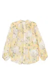 Zimmermann Acacia Scalloped Floral-print Ramie-voile Blouse In Yelloflorl