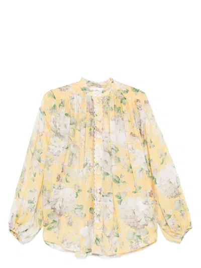ZIMMERMANN WOMEN'S YELLOW ACACIA BLOUSE EST FLOWERS SHIRT