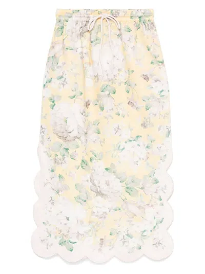 ZIMMERMANN WOMEN'S YELLOW ACACIA SKIRT EST FLOWERS LONG