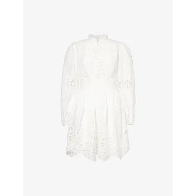 ZIMMERMANN WOMENS ZIMMERMANN ACACIA EMBROIDERED STRETCH-WOVEN MINI DRESS