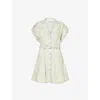 Zimmermann Acacia Belted Paisley-print Linen Mini Shirt Dress In Mint Multi