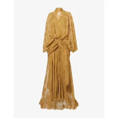 Zimmermann Womens Ascent Batwing Lace Maxi Dress Chartreuse