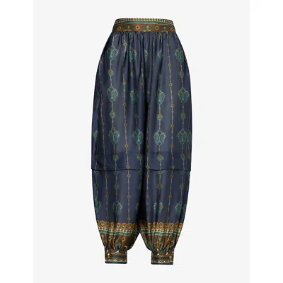 Zimmermann Womens Ascent Harem Silk Trousers Navy Prism Xs