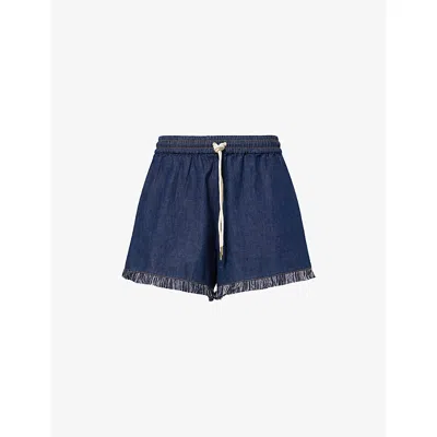 ZIMMERMANN WOMENS ATLANTIC RHIANNON FRINGE-HEM DENIM SHORTS