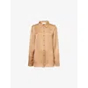 Zimmermann Womens Biscuit Logo-embroidered Silk Shirt In Brown