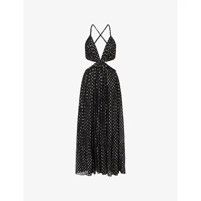 Zimmermann Womens Black Daylight Braid-trim Woven Midi Dress