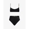 Zimmermann Womens Black Daylight Chain Scoop Bikini Set In Black