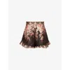 Zimmermann Womens Black Floral Illuminate Flutter Floral-print Silk And Cotton-blend Shorts Xs In Black Floral