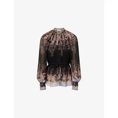 Zimmermann Womens Black Paisley Alchemy Floral-print Woven Blouse In Brown