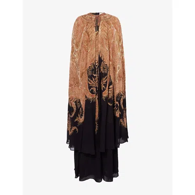 Zimmermann Womens Black Paisley Hypnotic Caped Woven Maxi Dress Xs In Brown