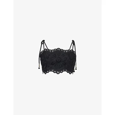 ZIMMERMANN WOMENS ZIMMERMANN RHIANNON EMBROIDERED COTTON CROPPED TOP